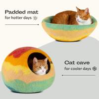 Enclos pour chat en feutre de laine fait main, motifs coucher de soleil personnalisables, un abri intérieur douillet, fabriqué en laine mérinos écologique