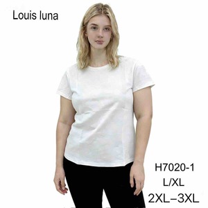 T-shirt da donna taglie forti Louis Luna H7020-1 L/XL 2XL-3XL, top casual in cotone bianco - Product Image 1
