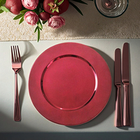 Assiettes de présentation sophistiquées Woju de 13 pouces en plastique argenté, électroplaquées, pour buffet, hôtel et restaurant