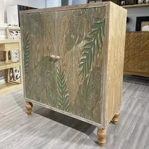 Столовая деревянный боковой шкаф, антикварный консольный стол, ручной резной лист, декоративный дверной шкаф с полкой