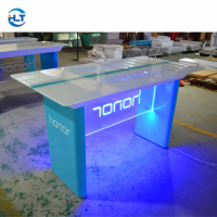 Comptoir d'expérience mobile personnalisé avec logo, écologique et durable, table de présentation haut de gamme pour magasin de téléphonie, construction robuste pour la vente au détail