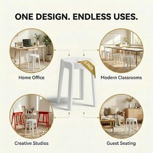 Stackable Windmill Plastic <b>Stool</b> - Reinforced Thickened Round Dining Chair for Restaurant Kitchen and Home Seating - Product Image 4