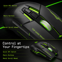 Souris de jeu optique filaire G7 avec prise en charge des macros jusqu'à 8800 DPI, design ergonomique USB pour PC portable