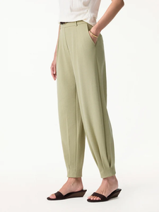 Pantaloni a Zampa d'Elefante con Vita Elastica Testurizzata, Plissettati a Vita Alta, per Ufficio e Uso Quotidiano - Product Image 1