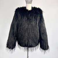 Manteau chaud noir à franges le plus vendu, manteau ample et tendance à col rond pour femme, sur mesure