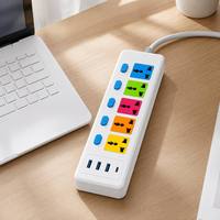 Regleta de Enchufes Universal de 5 Vías con Logotipo Personalizado al por Mayor, CE, Colorida, con Interruptores Individuales, 3 Puertos USB Tipo C PD de Carga Rápida