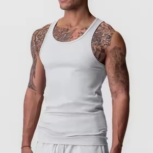 Débardeur de musculation OEM Compression Muscle Gym Workout Tank Top Fitness pour hommes en coton côtelé tricoté - Product Image 1