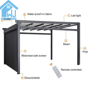 Sử Dụng Rộng Rãi <span class=keywords><strong>Sun</strong></span> Shading Cơ Giới Có Thể Thu Vào PVC Vải Pergola Mái Hiên Mái Hiên - Product Image 5