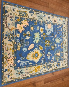 พรมขนสัตว์แบบถักมือสีเบจพรมทออกลายดอกไม้ทำด้วยมือแบบอินเดียกันไฟฟ้าสถิตย์สำหรับห้องนั่งเล่นห้องนอนของตกแต่งบ้าน - Product Image 5