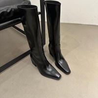 Bottes d'équitation à bout carré pour femmes, automne-hiver 2024, bottes décontractées à talon épais