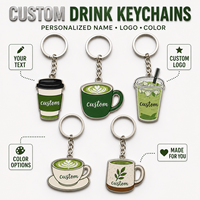 Porte-clés personnalisés Matcha Latte, mini tasses à café, porte-clés avec logo de café, design promotionnel, souvenir, porte-clés