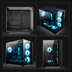 Boîtier ATX Mid Tower avec USB Type-C frontal, prend en charge les GPU de 400 mm de long, refroidisseur CPU de 165 mm, montage vertical, châssis <span class=keywords><strong>PC</strong></span> en verre trempé - Product Image 3