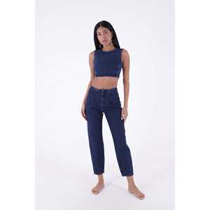 Pantalones Vaqueros de Mujer con Detalle de Costura Resistente en la Cintura y los Tobillos - Product Image 6