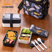 Échantillon gratuit de boîte à lunch Bento en plastique double couche imprimée UV personnalisée Conteneur alimentaire pour adultes Conception européenne Style Logo Technique
