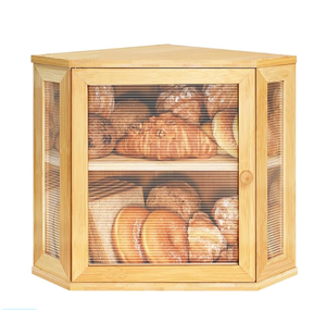 Armoire <span class=keywords><strong>à</strong></span> nourriture <span class=keywords><strong>à</strong></span> 2 niveaux Conteneur de rangement pour le pain Organisateurs de comptoir de cuisine en bois Boîte <span class=keywords><strong>à</strong></span> pain en bambou - Product Image 1