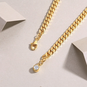 Pulsera de moissanita S925 Cadena de eslabones cubanos Oro amarillo de 18 quilates PVD Caja de cuerda chapada en oro de 18 quilates Serpiente Figaro Herringbone <span class=keywords><strong>Gold</strong></span>