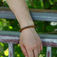Bracelets élastiques populaires faits à la main en perles de bois de santal naturel, ajustables, pour femmes et hommes, bijoux thérapeutiques en bois