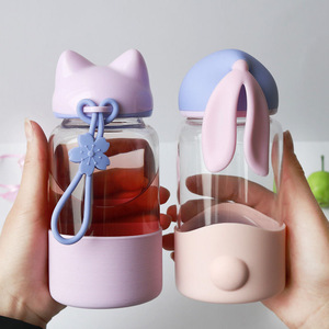 Estudante portátil bonito copo de vidro resistente ao calor de pequena capacidade garrafa de vidro para água - Product Image 1