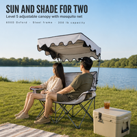 Chaise de camping pliante double avec auvent, logo personnalisé OEM ODM, en tissu Oxford 600D, portable pour la plage, le parc et l'extérieur – Fabricant et usine