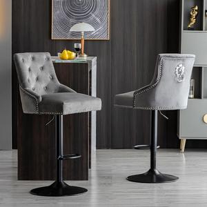 Taburete de Bar Móvil de Tela Estilo Europeo y Americano, con Elevación y Rotación, de Lujo Ligero, Moderno, para el Hogar, Taburete Alto y Otomana - Product Image 4