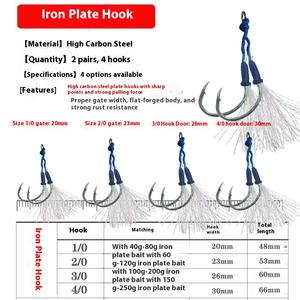 Luya Double crochet Slow Shake plaque <span class=keywords><strong>de</strong></span> <span class=keywords><strong>fer</strong></span> crochet <span class=keywords><strong>de</strong></span> pêche en mer forte traction pour les espèces cibles <span class=keywords><strong>de</strong></span> <span class=keywords><strong>carpe</strong></span> pour les explosions amazoniennes-pêche en bateau - Product Image 5