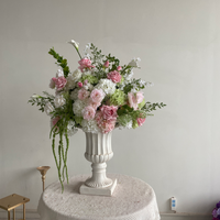 Bouquet de fleurs artificielles pour mariage, rose et hortensia, 60 cm, grand arrangement floral artificiel pour la réception, l'allée et la décoration de fête