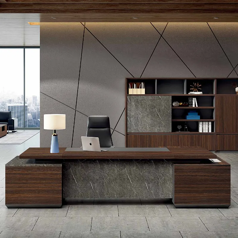 Di recente lusso moderno a forma di L direttore Manger Ceo Boss soluzioni per mobili per ufficio tavolo Set scrivania da ufficio direzionale