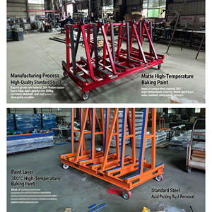 Chariot à plateforme en acier de type A 120x75cm, plaque en acier de 3,5cm d'épaisseur, capacité de charge de 1500kg, roues en caoutchouc silencieuses de 8 pouces, rails amovibles - Product Image 5