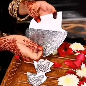 Pochoirs autocollants pour le henné, découpés à la <span class=keywords><strong>main</strong></span>, style islamique arabe, pour <span class=keywords><strong>mariage</strong></span>, 42*57cm, avec film protecteur - Product Image 2