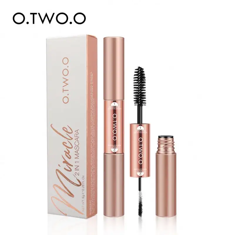 O.TW O đôi Đầu Mascara tự nhiên rậm rạp kéo dài màu đen lông mi sợi Mascara không thấm nước dài mặc mắt vẻ đẹp trang điểm