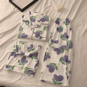 Conjunto de Pijama de 3 Piezas para <span class=keywords><strong>Mujer</strong></span>, Camiseta con Botones, Pantalones Cortos y Largos, Estampado Bonito, Ropa de Dormir para Todas las Temporadas - Product Image 1