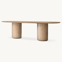 Table à manger en bois massif, finition marron, style farmhouse moderne, réglable, 6 places, 6 pieds en acier inoxydable, meubles de salle à manger