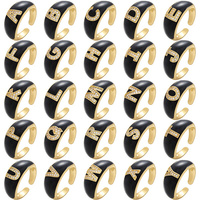 Verstelbare Kleurrijke Opening Heren Roestvrijstalen Ring Op Maat 26 Engelse Letter Emaille En Zirkonia Verkoop Fesale Sieraden