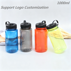 1000ml Plastic Water Bottle With Time Markers Screw-On Cap Sports <b>Drinkware</b> For Gym And Outdoor Use - Product Image 1