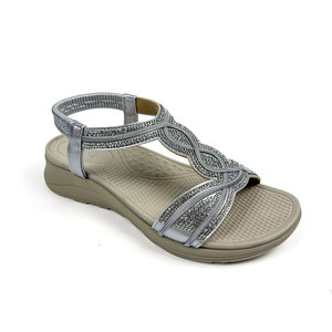 <span class=keywords><strong>Sandali</strong></span> QKQ con cinturino a T intrecciato in strass <span class=keywords><strong>argento</strong></span>, da donna, con zeppa bassa, slingback, glitterati, estivi - Product Image 2