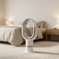 Ventilateur de table numérique électrique sans pales QG-102 pour bureau, école, maison et hôtel - Refroidissement de l'air rotatif à 360°