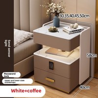 Table de chevet intelligente en bois massif avec éclairage LED multifonction, style nordique moderne, avec charge sans fil