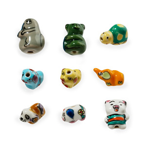 Cuentas de cerámica con forma de animales, formas mixtas pintadas para hacer pulseras, accesorios de joyería DIY - Product Image 5