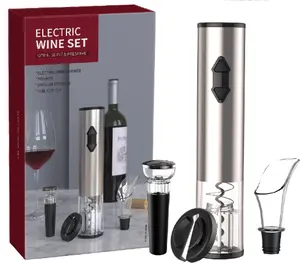 Yaratıcı ticari otomatik 4 in 1 Usb şarj edilebilir elektrikli şarap şişesi açacağı plastik otomatik pil şarap şişesi açacağı