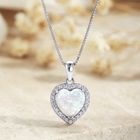 Lustre bijoux en argent Sterling 925 bleu opale de feu coeur pendentif collier pour femmes bijoux de mode