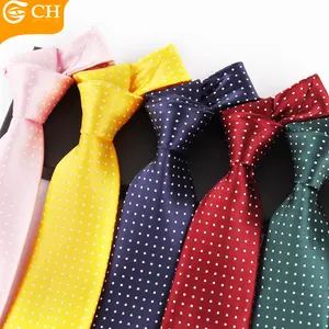 Professional Manufacturer Various Design Corbatas Yarn Dye Dot Pattern Woven Tie Wholesale Colorful Pink Polyester Ties For Men