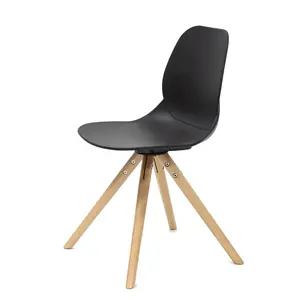 2022 Nordic style wooden leg grey plastic modern four leg office chair