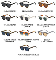 Lunettes de Soleil Rondes Vintage d'Épaisseur Italienne pour Hommes et Femmes, Fabrication en Gros, Branches CP, Rétro, Logo Personnalisé, Bonne Qualité