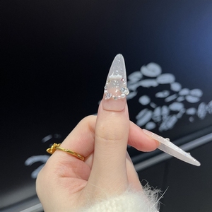 <span class=keywords><strong>Uñas</strong></span> Postizas Navideñas <span class=keywords><strong>Elegantes</strong></span>, Color Nude, con Perlas y Copos de Nieve Acrílicos, Hechas a Mano, de Alta Calidad, Venta al Por Mayor - Product Image 2