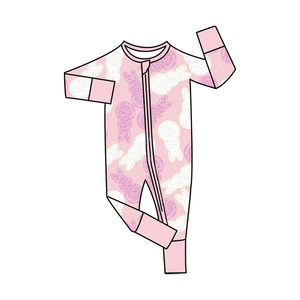 Quần áo trẻ em sơ sinh 0-3 tháng tuổi chất liệu sợi tre hữu cơ in họa tiết chắp vá phương Tây, có khóa kéo, thiết kế riêng cho mùa hè - Product Image 1