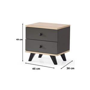 โต๊ะข้างเตียง AekaOnline สีเทาแอนทราไซต์ทันสมัย 2 ลิ้นชัก สไตล์มินิมอลหรูหราแบบนอร์ดิก เป็นมิตรกับสิ่งแวดล้อม เหมาะสำหรับอพาร์ทเมนต์ - Product Image 1