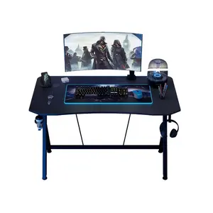Custom OEM Wholesale Carbon Fiber Black Computer Desk Gaming Table With Cup Holder Headphone Hook