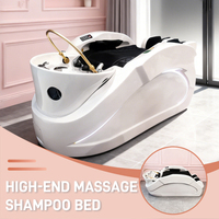 Bac à shampoing en céramique de luxe, moderne, pour hôtel, table de massage électrique avec design durable, en cuir PU, pour usage commercial dans les salons de coiffure