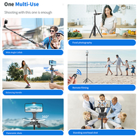 Nouveau C06 Clip de téléphone portable séparé Trépied de caméra réglable à 360 degrés Selfie Stick 72 "Alliage d'aluminium Super Long Pole