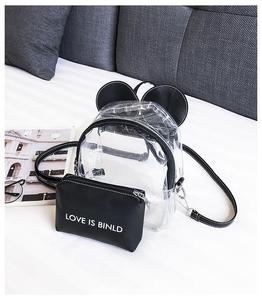 Summer New Double-shoulder Cute <strong>Mickey</strong> <strong>Backpack</strong> Two-piece Set Small PVC Jelly Transparent Female Bag with Makeup Bags for Girls - Product Image 4